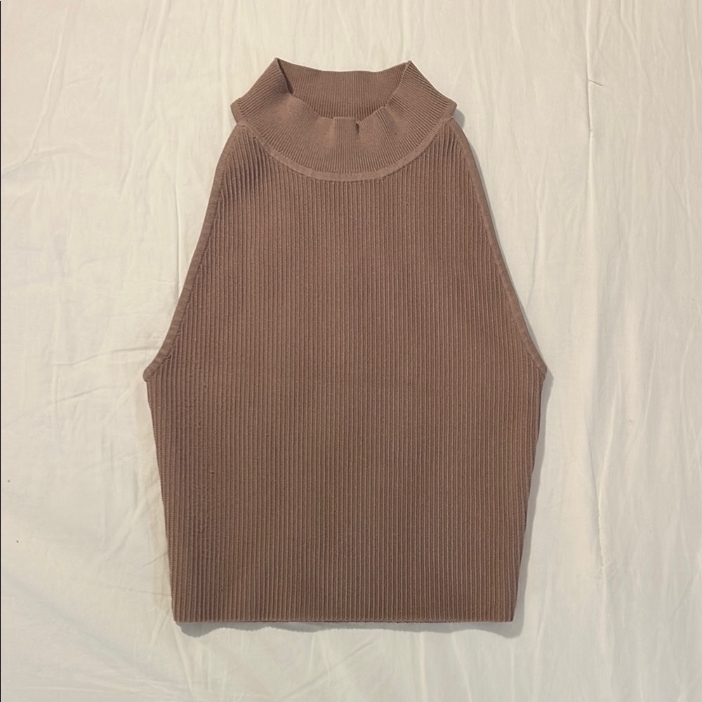 Babaton Sculpt Knit Mock Neck Cropped Tank Dusty Pink